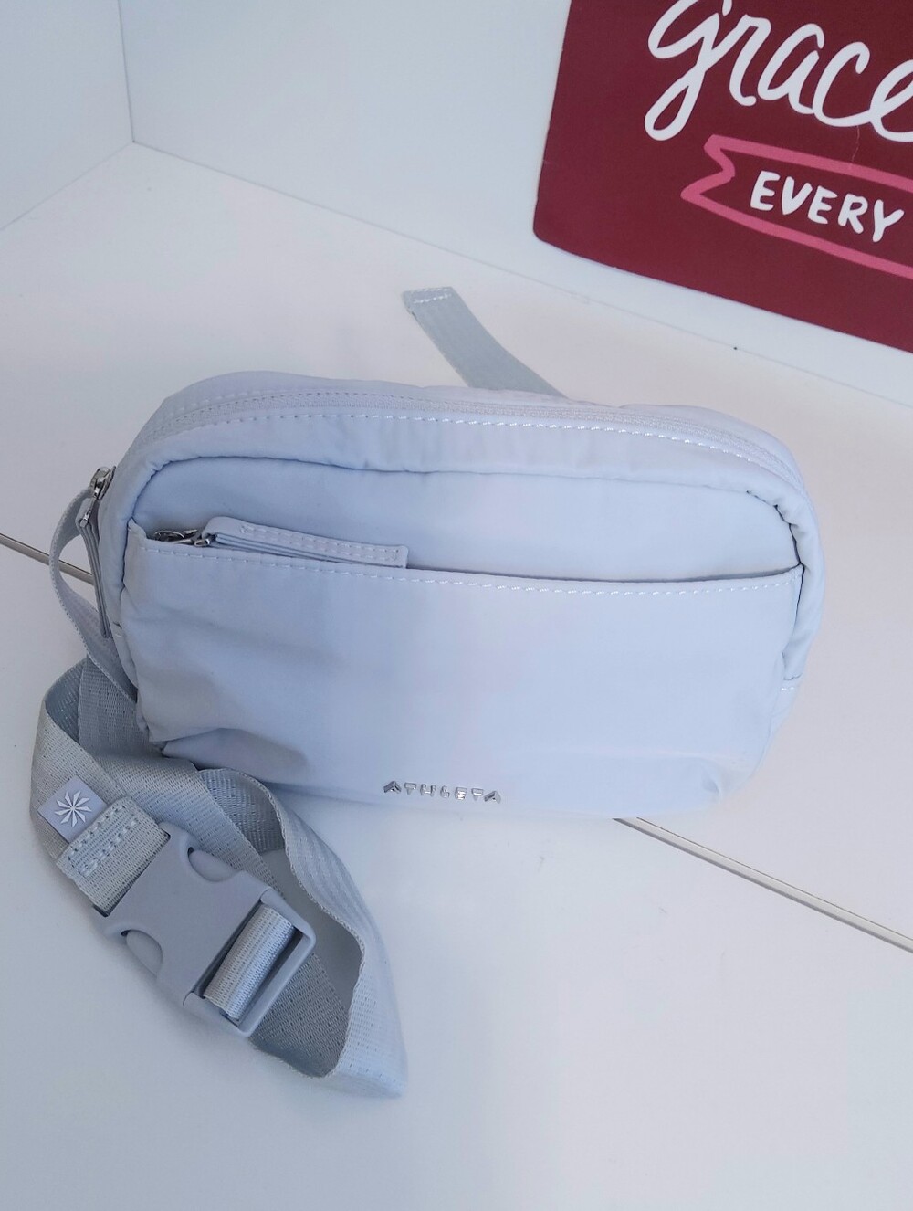 Athleta Light Gray Crossbody Belt Bag